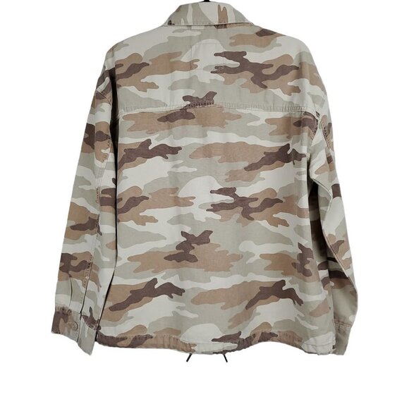 ❤️414 American Eagle Outfitters Oversize Button Up Tan Camouflage Shirt Jacket - Picture 5 of 9